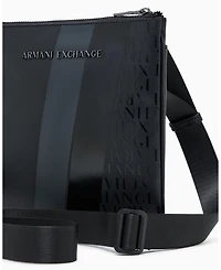 A|X Armani Exchange Men's Striped Flat Logo Graphic Details Crossbody Bag