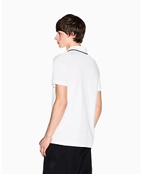 A|X Armani Exchange Men's Short Sleeve Pique Johhny Collar Polo Shirt with Tipping