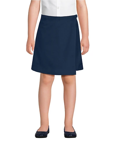 Lands' End Big Girls School Uniform Solid A Line Tab Skort