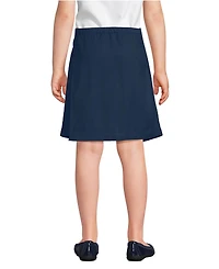 Lands' End Big Girls School Uniform Solid A Line Tab Skort