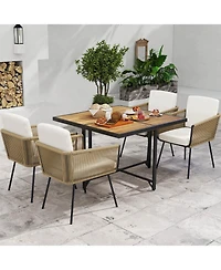 Costway 5 Pieces Patio Dining Set Outdoor Rectangular Table and Chairs Furniture Set