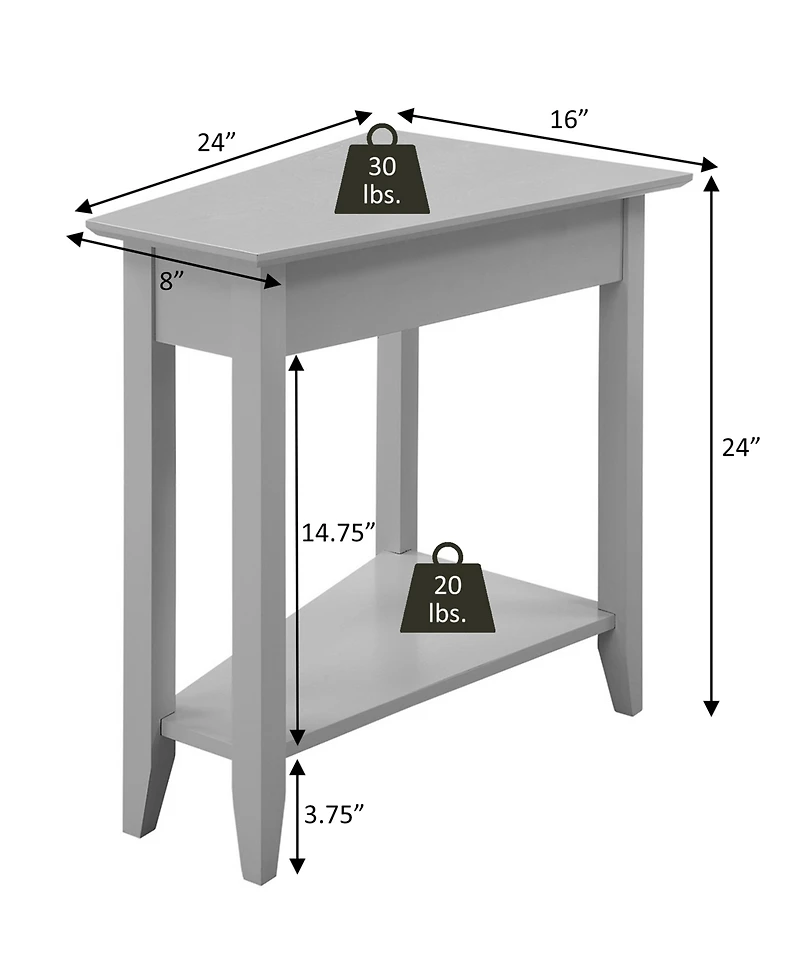 Convenience Concepts 24" Rubber wood Ah Wedge End Table with Shelf
