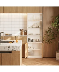 Yigii 72" Tall Bookshelf with 6 Shelves & Cabinets for Home Decor