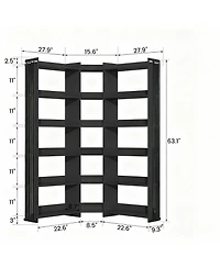 Yigii L Shaped Corner Bookshelf 6 Tiers Storage Display Rack
