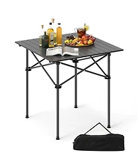 Mecale Roll-Up Camping Table with Metal Legs, Outdoor
