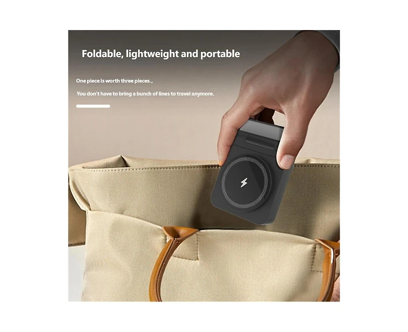 Risokeys 3-in-1 Magnetic Wireless Charger with Charging Port - Folding Desktop Charger for Apple, MagSafe Wireless Charging