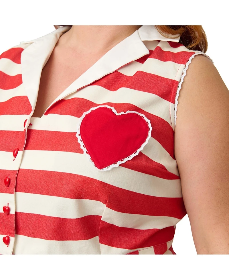 Unique Vintage Plus Collared Sleeveless Shelby Romper