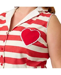 Unique Vintage Plus Collared Sleeveless Shelby Romper