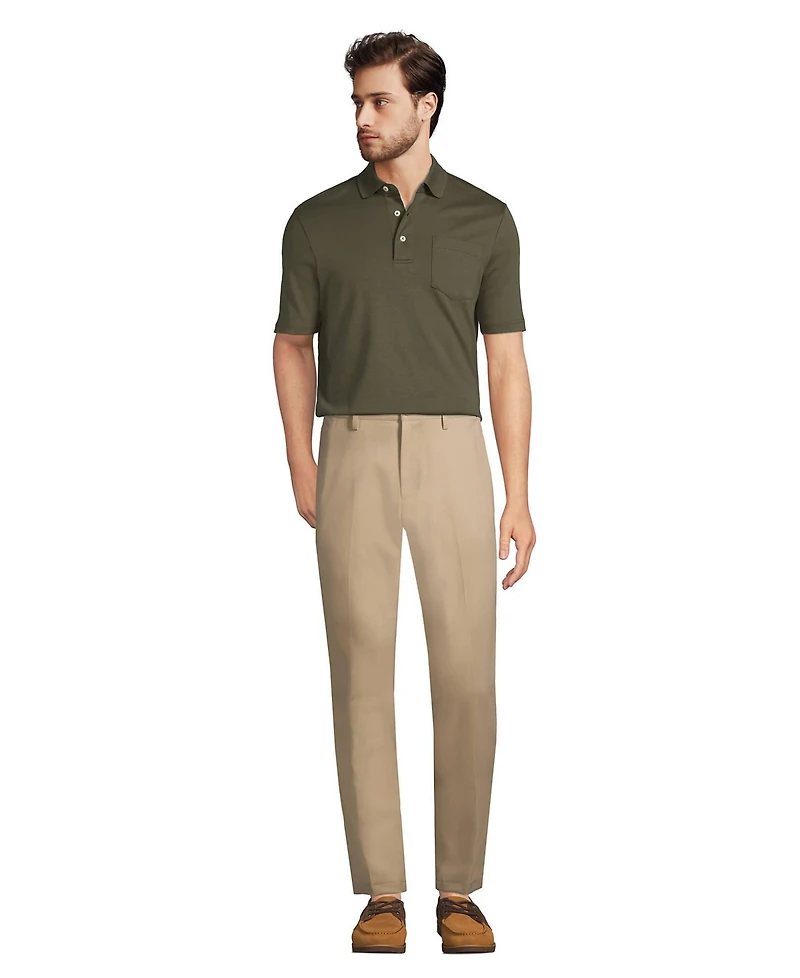 Lands' End Men's Short Sleeve Cotton Supima Polo Shirt with Pocket