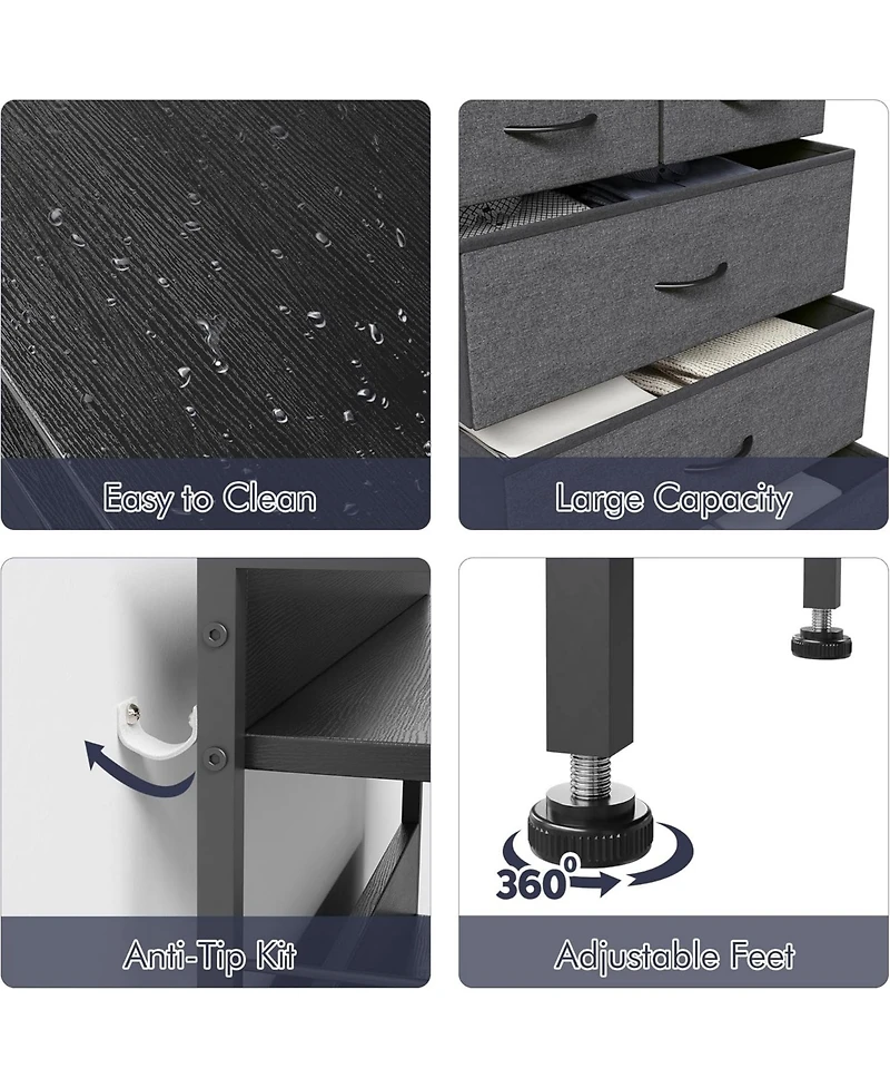 gaomon 10 Drawers Dresser for Bedroom - Chest of Drawers with Side Pockets and Hooks