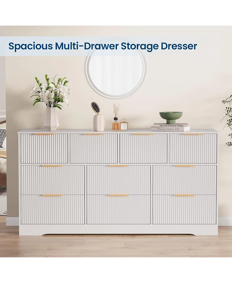 gaomon Fluted Dresser for Bedroom with 10 Drawers, 59" Wide Modern Chest of Drawers Wood Frame , Storage Organizer