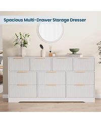 gaomon Fluted Dresser for Bedroom with 10 Drawers, 59" Wide Modern Chest of Drawers Wood Frame , Storage Organizer