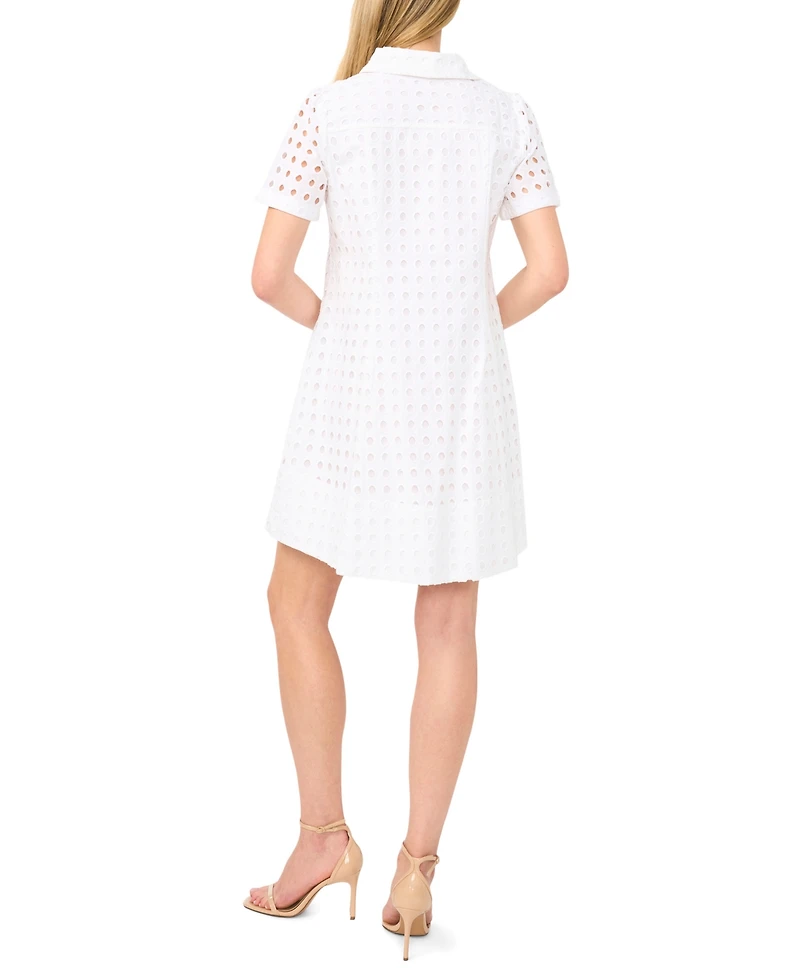 CeCe Women's Collared Short-Sleeve Babydoll Mini Dress