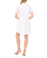 CeCe Women's Collared Short-Sleeve Babydoll Mini Dress
