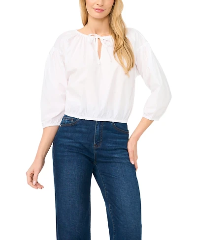 CeCe Women's Split Tie Neck Bubble Blouse