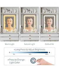 gaomon Compact Led Vanity Desk, Minimalist Lighted Makeup Table for Small Apartment Spaces