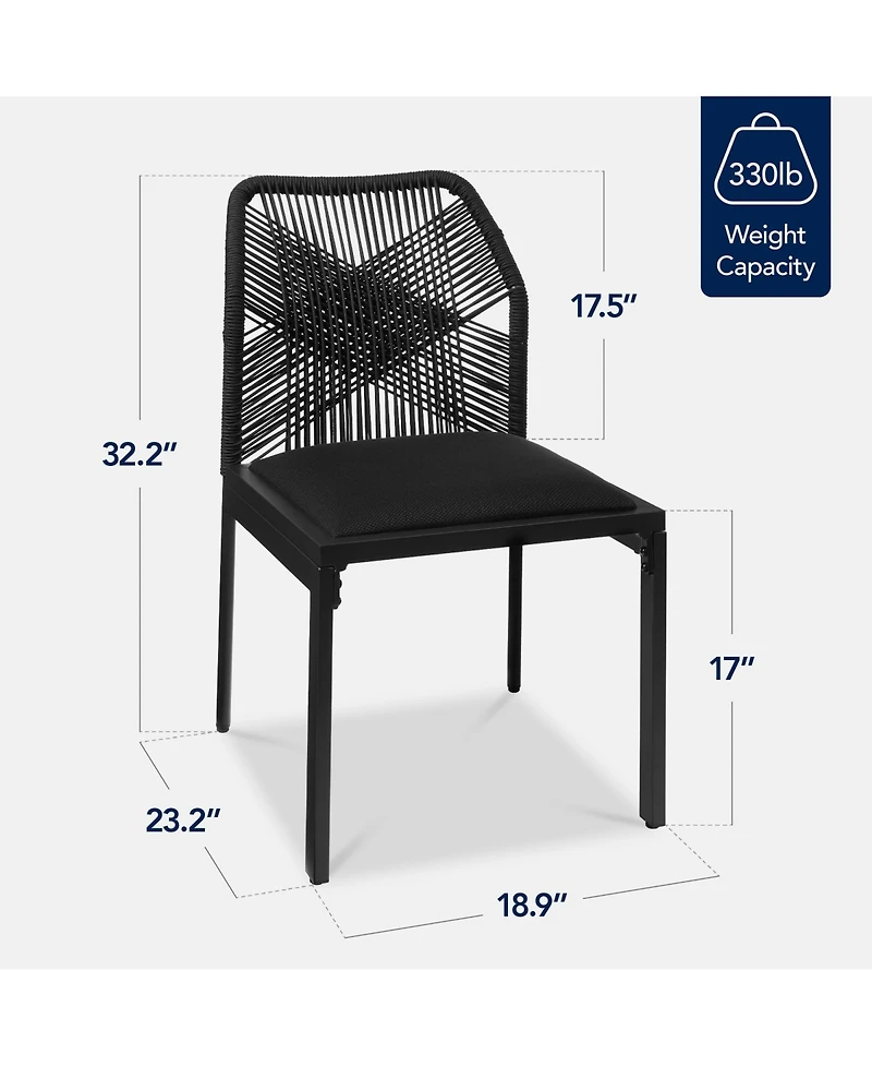 Best Choice Products Set of 2 Indoor/Outdoor Aluminum Woven Side Dining Chairs w/ All-Weather Rope