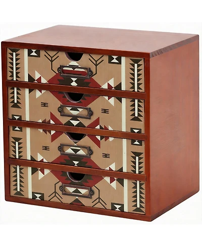 Yigii Boho Tribal 4-Drawer Desk Organizer: Stylish Storage for Office, Bedroom, Kitchen