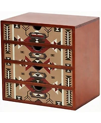 Yigii Boho Tribal 4-Drawer Desk Organizer: Stylish Storage for Office, Bedroom, Kitchen