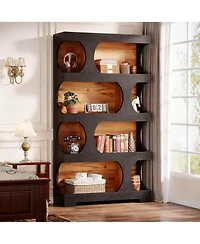 Yigii 4-Shelf Bookcase with Asymmetrical Design for Home Office or Living Room