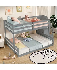 Solid Wood Twin-Over-Full Bunk Bed with Stair Storage