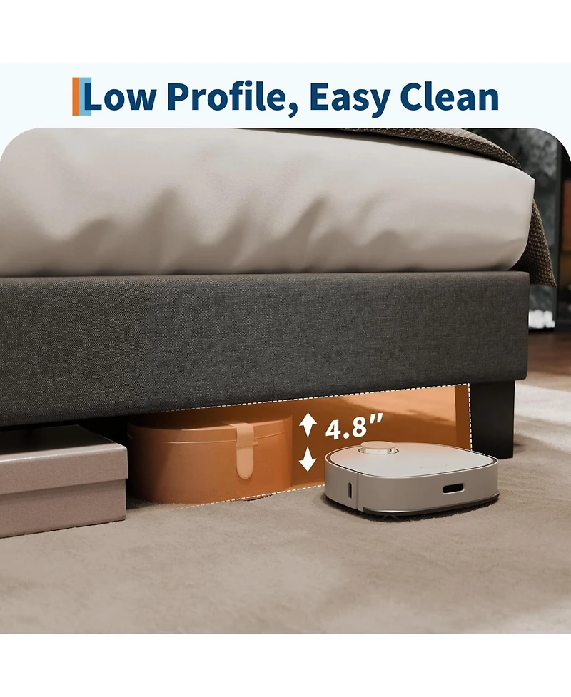 gaomon Bed Frame with Adjustable Headboard, Linen Fabric Upholstered and Wooden Slats Support, Platform Bed Heavy Duty Mattress Foundation