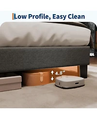 gaomon Bed Frame with Adjustable Headboard, Linen Fabric Upholstered and Wooden Slats Support, Platform Bed Heavy Duty Mattress Foundation