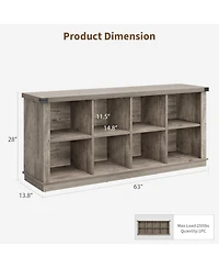 Gaomon 62" Long 3-Tier Farmhouse Bookcase, 8 Cube Wood Storage Organizer Shelf for Entryway Living Room