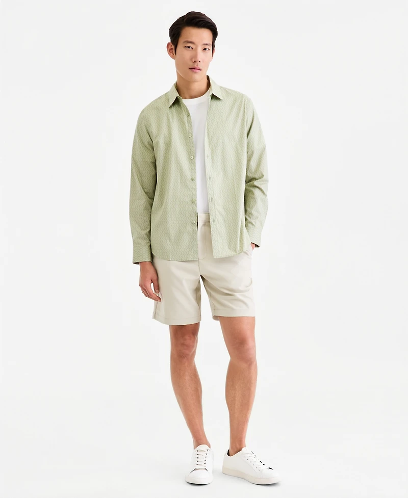 Alfani Men's Long-Sleeve Crescent Dots Poplin Shirt, Macy's Exclusive