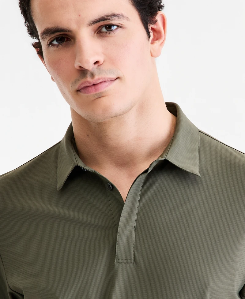 Alfani Men's Short-Sleeve Grid Texture Polo Shirt, Macy's Exclusive