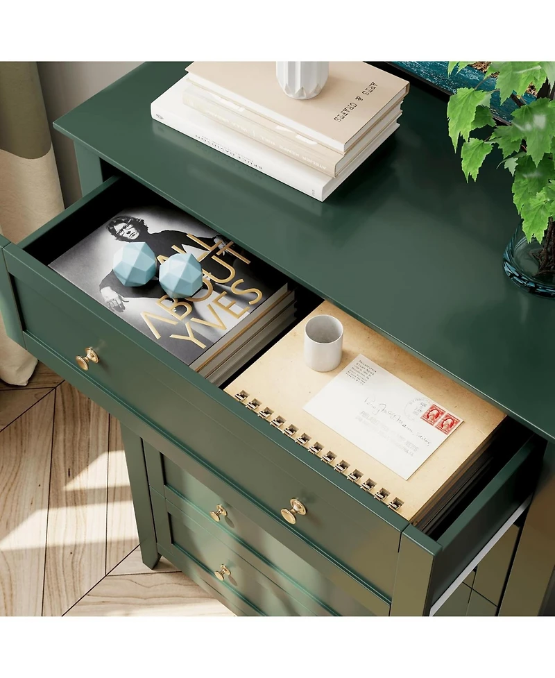 Gaomon Green 5 Drawer Dresser for Bedroom, Tall Dresser with Deep Drawers & Metal Knobs, Modern Wooden Chests of Drawers for Entryway, Hallway