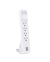 CyberPower P406U 4-Outlet Home/Office Surge Protector with 2x Usb-a Port, White