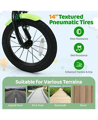 Mecale 14 Inch Kids Bike with Training Wheels and Basket Green Color-14