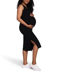 Motherhood Maternity Sleeveless Henley Racerback Midi Dress