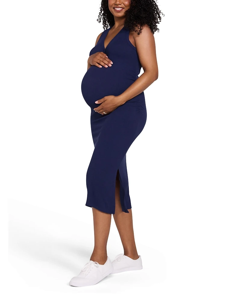 Motherhood Maternity Sleeveless Henley Racerback Midi Dress