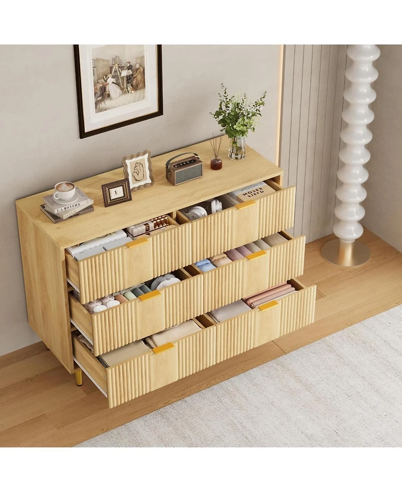 Gaomon Fluted Dresser for Bedroom with 6 Drawers