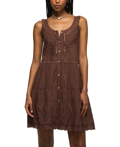 Lucky Brand Women's Embroidered Drop Waist Mini Dress