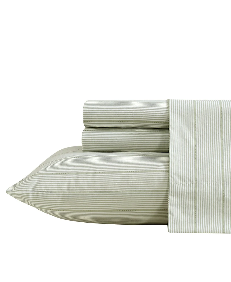 Nautica Ellipse Stripe 200-Thread Count Cotton Percale -Pc. Sheet Set
