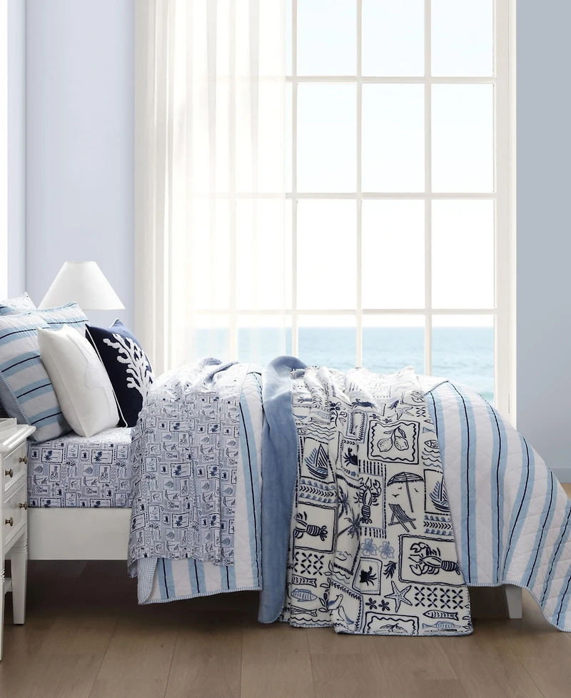 Nautica Tim Stripe Cotton Reversible 3-Pc. Quilt Set, Full/Queen