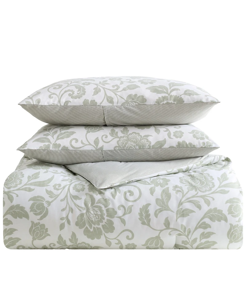 Nautica Jacob Bay Floral Cotton Reversible 3-Pc. Comforter Set, Full/Queen