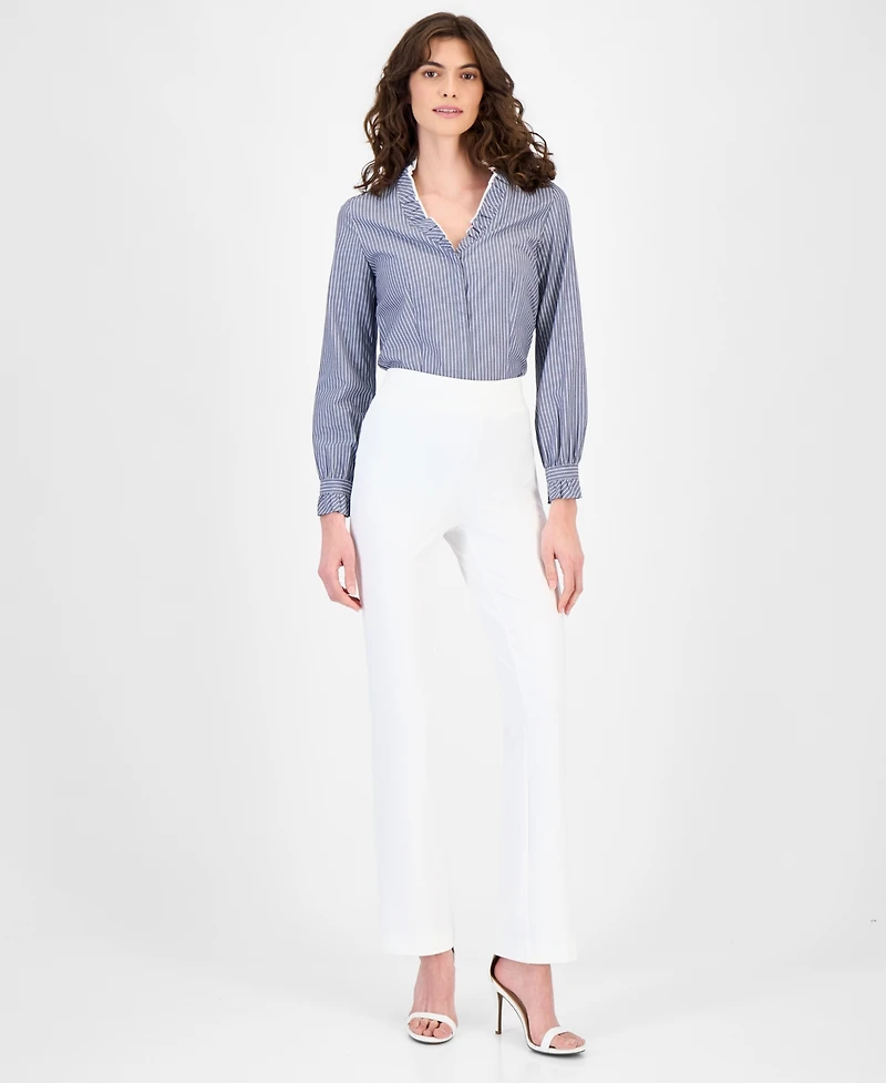 Anne Klein Women's Cotton Ruffled-Collar Blouse