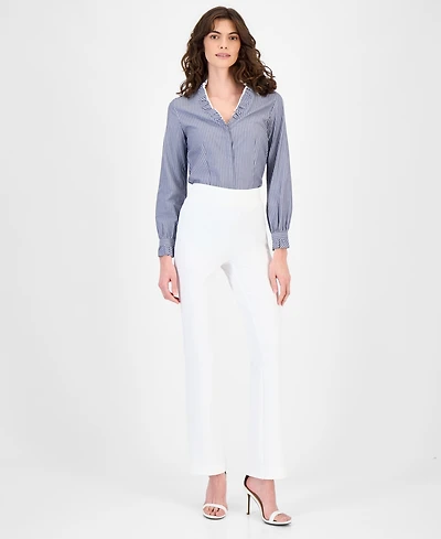 Anne Klein Women's Cotton Ruffled-Collar Blouse