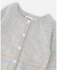 Deux par Baby Boys Cotton Knit Striped Button Front Cardigan