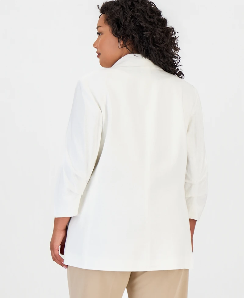 Jones New York Plus Open-Front Scrunch-Sleeve Blazer