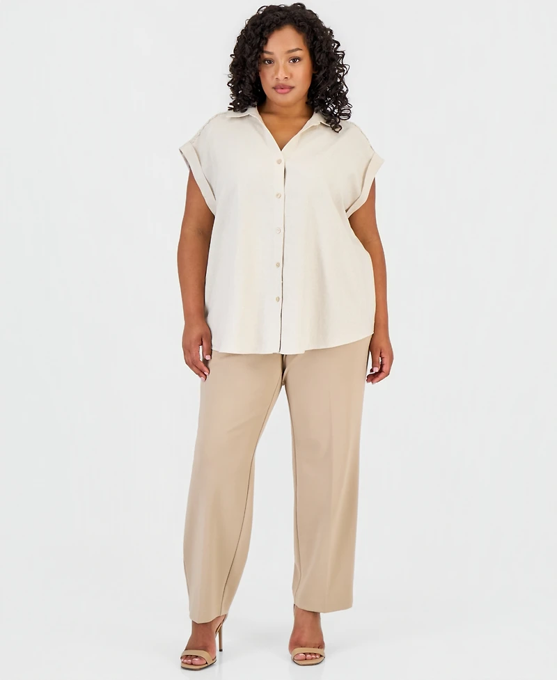 Jones New York Plus Cuffed-Sleeve Blouse