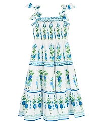 Rare Editions Girls' 2T-6X Placement Print Woven Dress