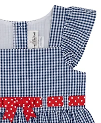 Rare Editions Girls' 2T-6X Navy Flower Seersucker Dress
