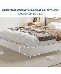 Gaomon Wood Platform Bed Frame, Solid Wood, No Headboard, Floor-Standing, Sturdy Slat Support, Box Spring Needed, Walnut