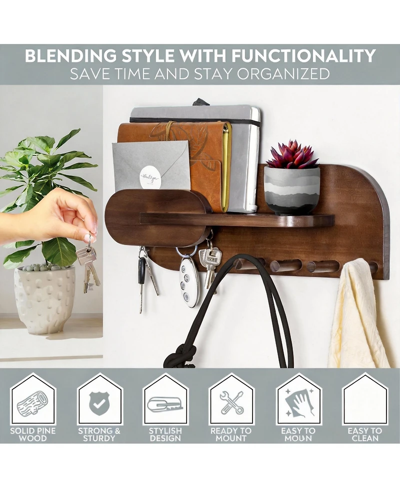 Yigii Solid Wood Mail & Key Holder