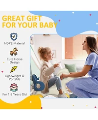 Hongge 4 in 1 Toddler Rocking Horse with Push Handle and Balance Board